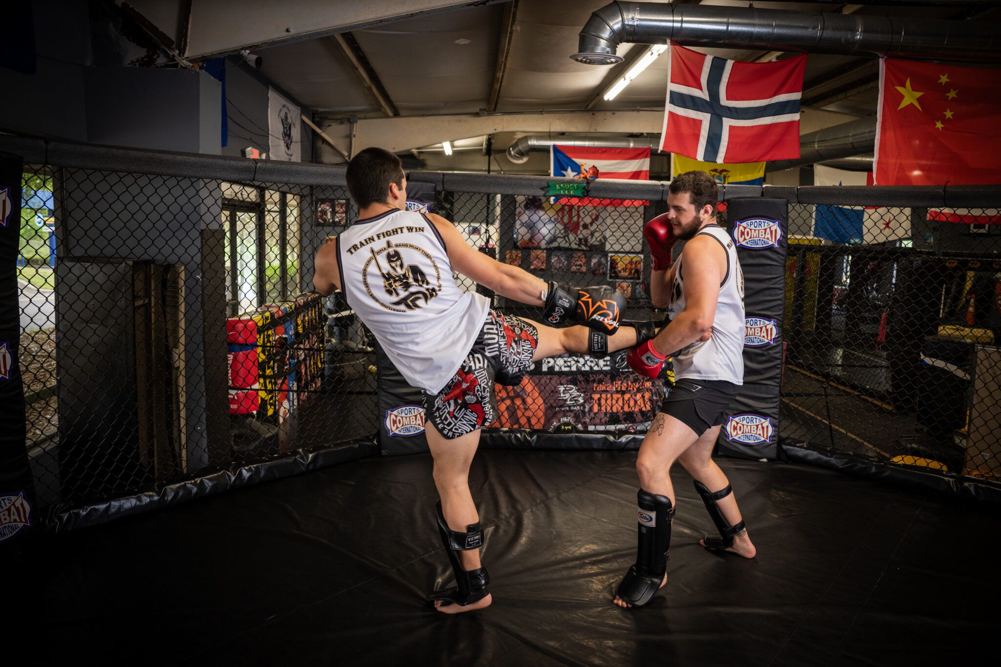 Students practicing Bang Muay Thai kickboxing at TFW in Tallahassee
